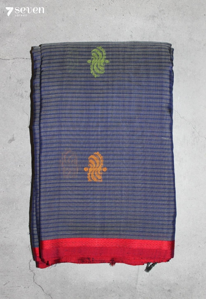 Avirya Signature Seven Handloom Blue Bangalore Pure Cotton Saree - Seven Sarees - Saree - Seven Sarees