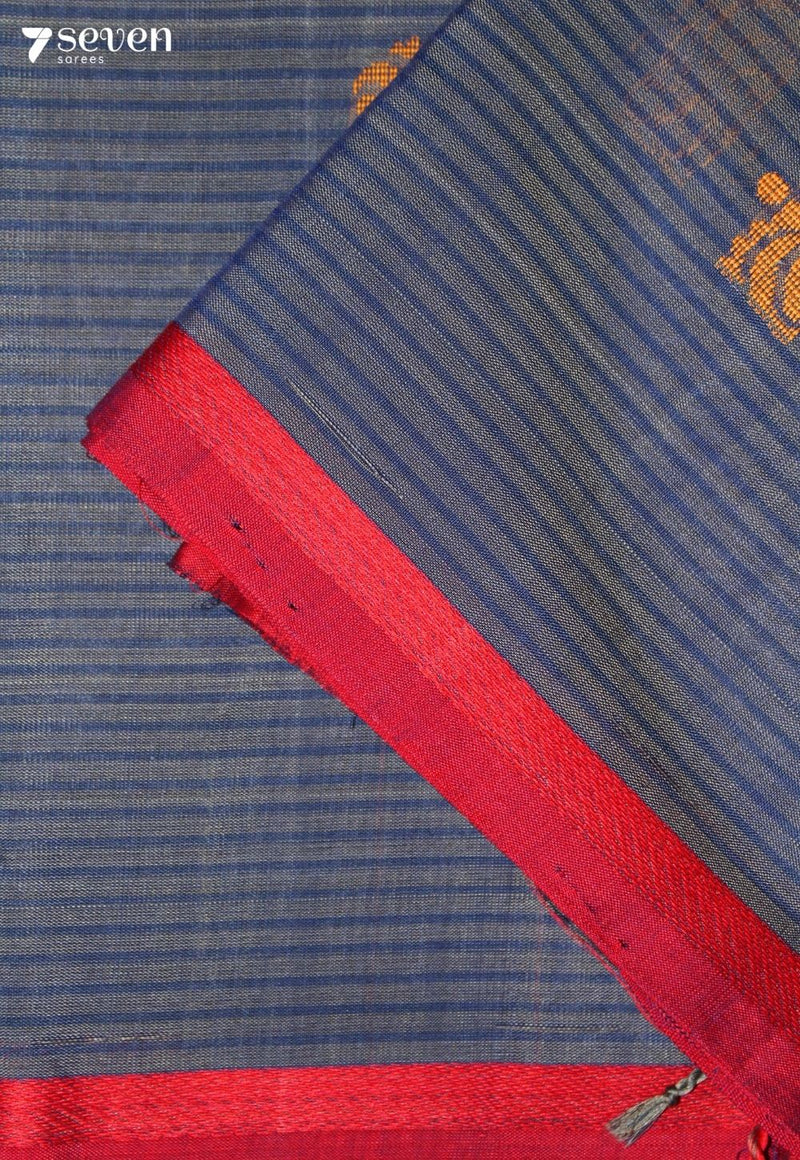 Avirya Signature Seven Handloom Blue Bangalore Pure Cotton Saree - Seven Sarees - Saree - Seven Sarees