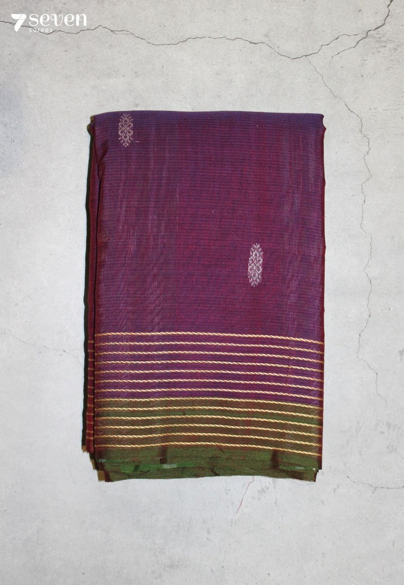 Avraya Signature Seven Handloom Purple Bangalore Pure Cotton Saree - Seven Sarees - Saree - Seven Sarees
