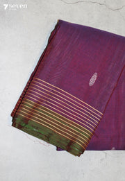 Avraya Signature Seven Handloom Purple Bangalore Pure Cotton Saree - Seven Sarees - Saree - Seven Sarees