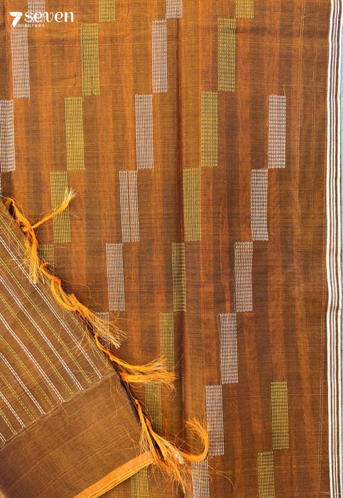 Avrutika Signature Seven Handloom Brown Bangalore Pure Silk Cotton Saree - Seven Sarees - Saree - Seven Sarees