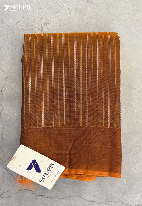 Avrutika Signature Seven Handloom Brown Bangalore Pure Silk Cotton Saree - Seven Sarees - Saree - Seven Sarees