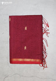 Azhmika Maheshwari Handloom Maroon Silk Cotton Saree - Seven Sarees - Seven Sarees