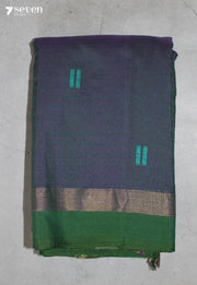Azhori Signature Seven Handloom Peacock Blue Bangalore Pure Cotton Saree - Seven Sarees - Saree - Seven Sarees