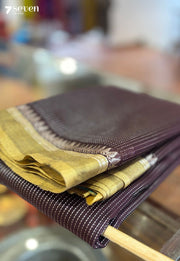 Bangaram Signature Seven Handloom Dark Brown - Gold Bangalore Tissue Cotton Saree - Seven Sarees - Saree - Seven Sarees