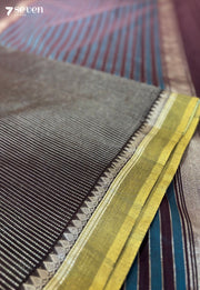 Bangaram Signature Seven Handloom Dark Brown - Gold Bangalore Tissue Cotton Saree - Seven Sarees - Saree - Seven Sarees