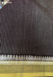 Bangaram Signature Seven Handloom Dark Brown - Gold Bangalore Tissue Cotton Saree - Seven Sarees - Saree - Seven Sarees
