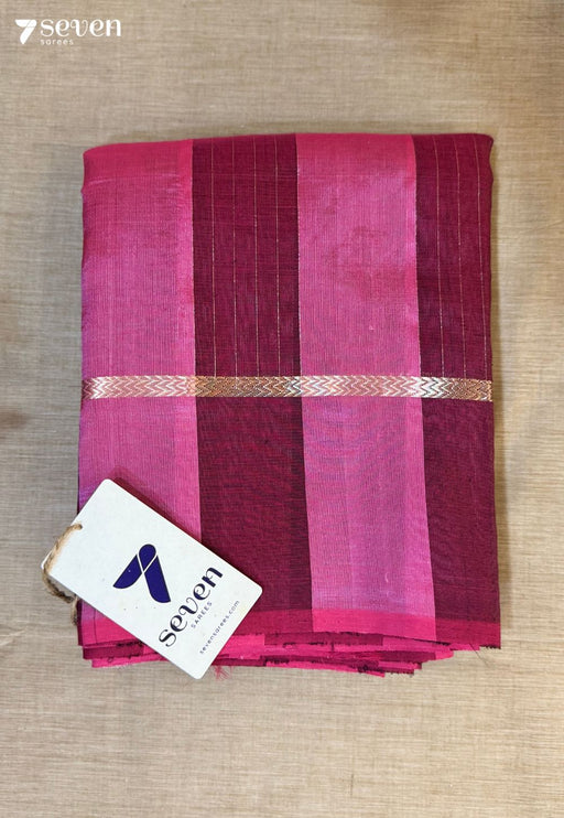 Banyan Flower Signature Seven Handloom Pink Bangalore Vegan Silk Saree - Seven Sarees - Saree - Seven Sarees