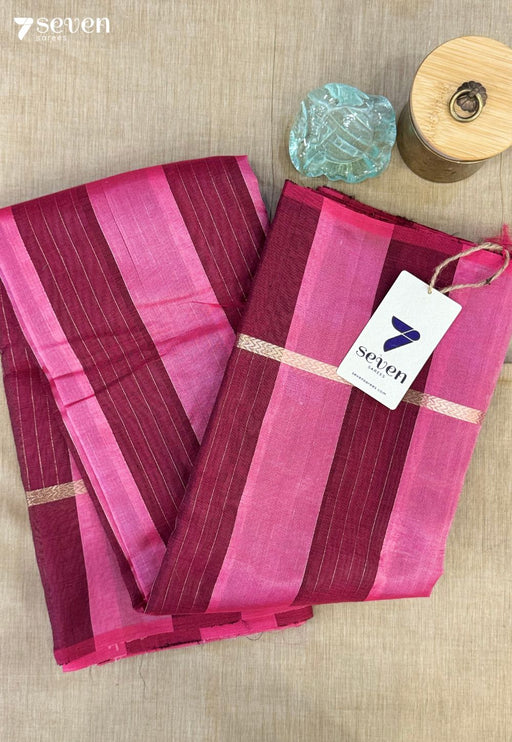 Banyan Flower Signature Seven Handloom Pink Bangalore Vegan Silk Saree - Seven Sarees - Saree - Seven Sarees