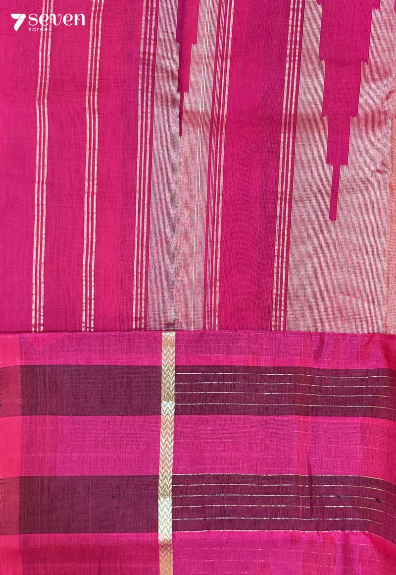 Banyan Flower Signature Seven Handloom Pink Bangalore Vegan Silk Saree - Seven Sarees - Saree - Seven Sarees
