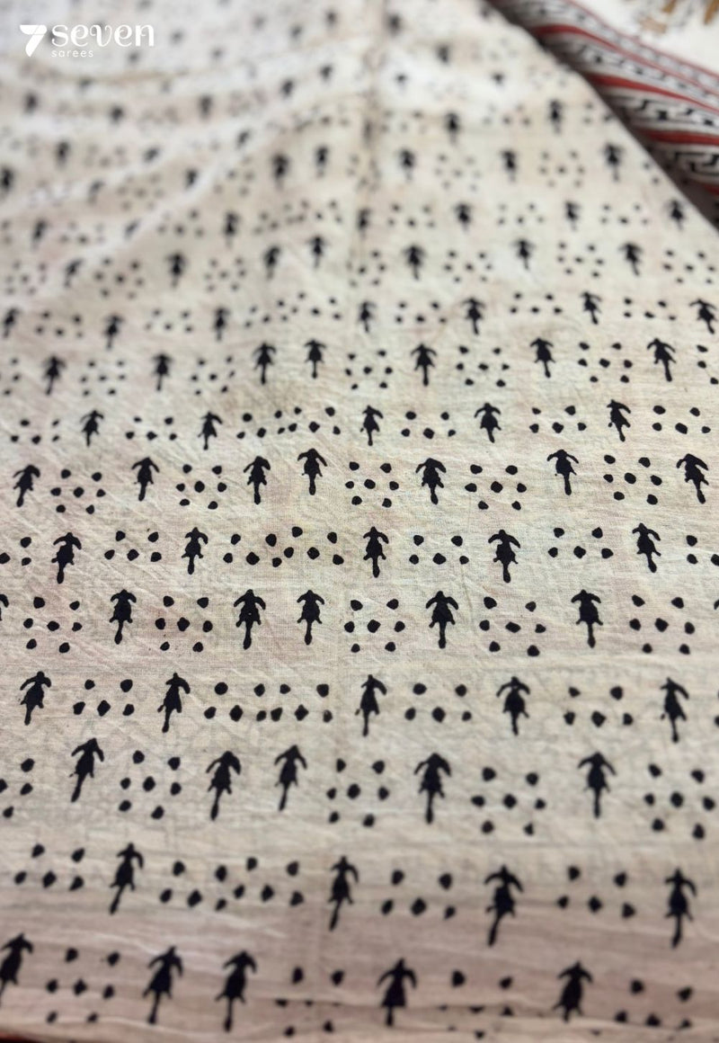 Barefoot Mornings Jaipur Red Handblock 100% Cotton Saree - Seven Sarees - Saree - Seven Sarees