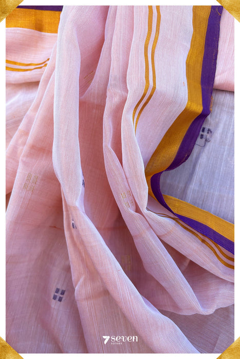 Beete Signature Seven Handloom Pink Bangalore Vegan Silk Saree - Seven Sarees - Saree - Seven Sarees