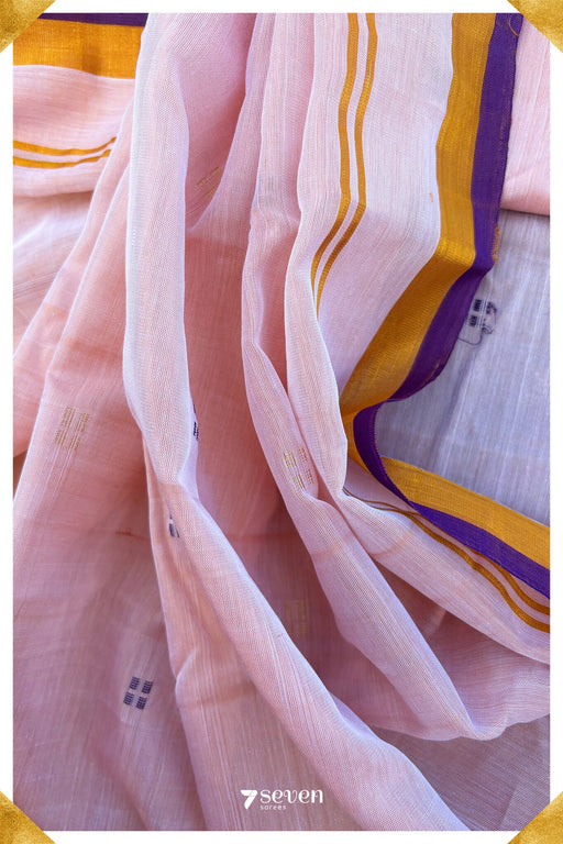 Beete Signature Seven Handloom Pink Bangalore Vegan Silk Saree - Seven Sarees - Saree - Seven Sarees