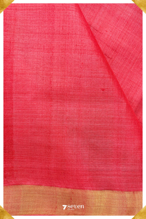 Belladona Chattisgarh Red Pure Kosa Silk Saree|Silk Mark Certified - Seven Sarees - Saree - Seven Sarees