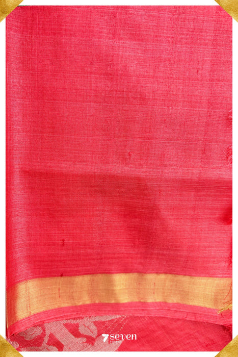 Belladona Chattisgarh Red Pure Kosa Silk Saree|Silk Mark Certified - Seven Sarees - Saree - Seven Sarees