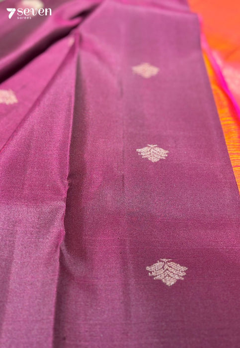 Betel Flower Signature Seven Handloom Maroon/Red Bangalore Pure Silk Saree|Silk Mark Certified - Seven Sarees - Saree - Seven Sarees