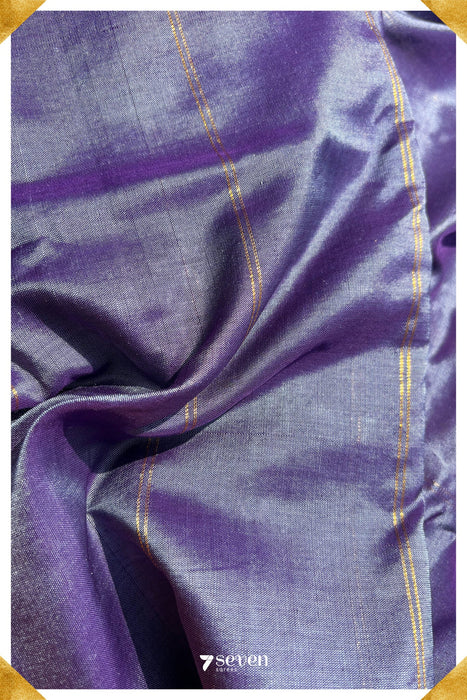 Bevina Signature Seven Handloom Shiny Violet/Blue Bangalore Silk Cotton Saree - Seven Sarees - Saree - Seven Sarees