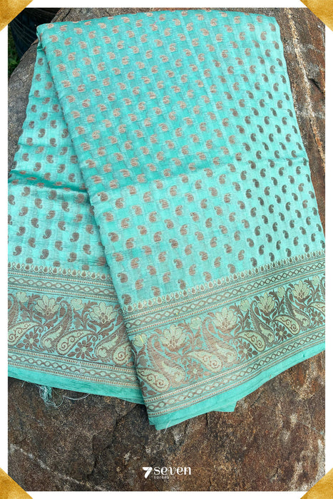 Bhaga Benares Green Pure Silk Saree | Silk Mark Certified - Seven Sarees - Saree - Seven Sarees