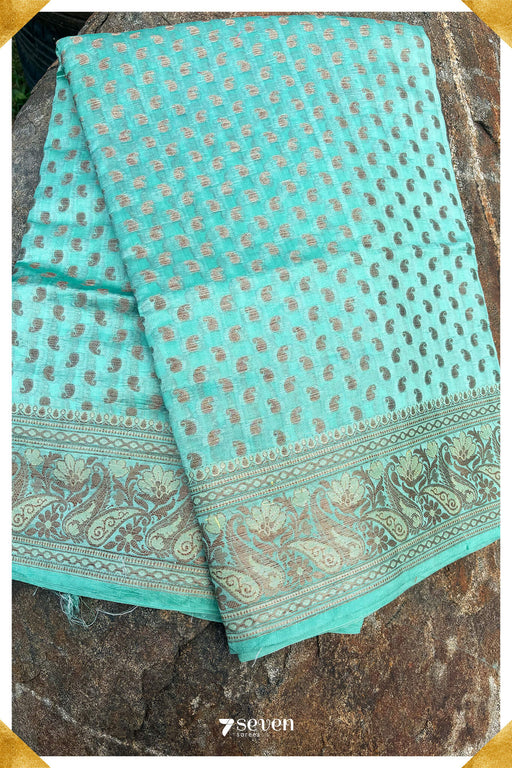 Bhaga Benares Green Pure Silk Saree | Silk Mark Certified - Seven Sarees - Saree - Seven Sarees