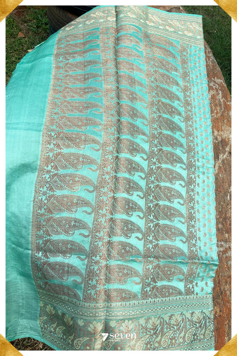 Bhaga Benares Green Pure Silk Saree | Silk Mark Certified - Seven Sarees - Saree - Seven Sarees