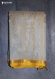 Bhanaya Maheshwari Handloom Blue Silk Cotton Saree - Seven Sarees - Seven Sarees