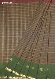Bhanelu Signature Seven Handloom Green Bangalore Pure Cotton Saree - Seven Sarees - Saree - Seven Sarees