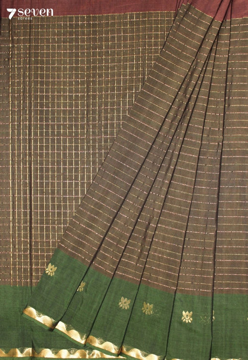 Bhanelu Signature Seven Handloom Green Bangalore Pure Cotton Saree - Seven Sarees - Saree - Seven Sarees
