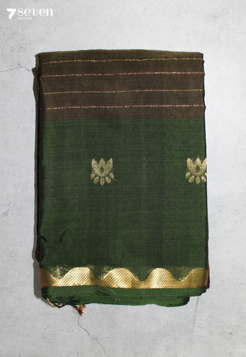 Bhanelu Signature Seven Handloom Green Bangalore Pure Cotton Saree - Seven Sarees - Saree - Seven Sarees