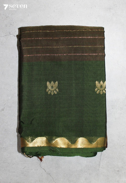 Bhanelu Signature Seven Handloom Green Bangalore Pure Cotton Saree - Seven Sarees - Saree - Seven Sarees