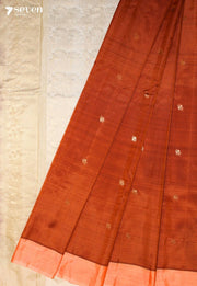 Bhanusha Signature Seven Handloom Rust Orange Bangalore Pure Silk Saree|Silk Mark Certified - Seven Sarees - Saree - Seven Sarees