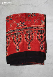 Bhavini Kutch Red Pure Handmade Ajrakh Modal with Handpasted Mirrors - view 2