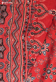 Bhavini Kutch Red Pure Handmade Ajrakh Modal with Handpasted Mirrors - view 3