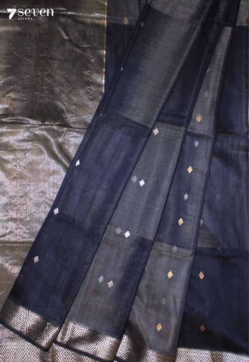 Bhavira Maheshwari Handloom Blue Silk Cotton Saree - Seven Sarees - Seven Sarees