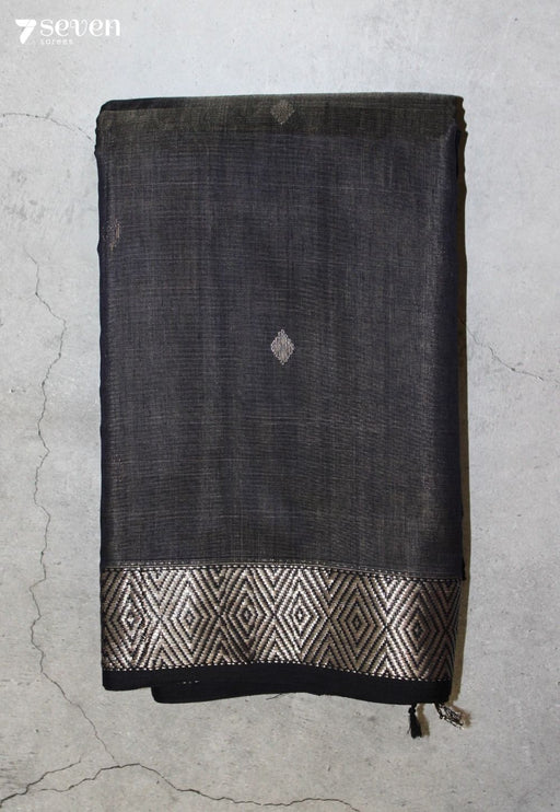 Bhavira Maheshwari Handloom Blue Silk Cotton Saree - Seven Sarees - Seven Sarees