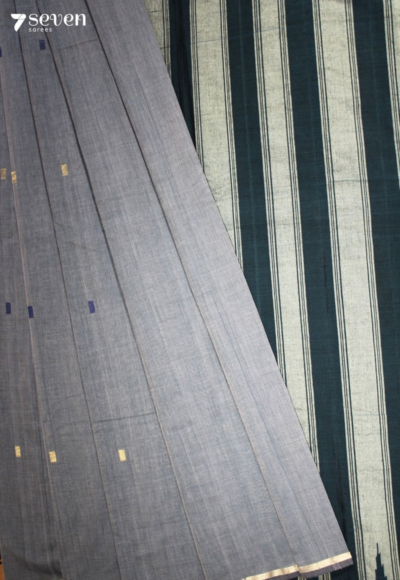 Bhavya Signature Seven Handloom Blue Bangalore Pure Cotton Saree - Seven Sarees - Saree - Seven Sarees