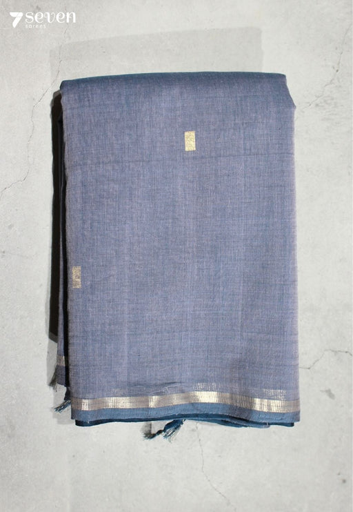 Bhavya Signature Seven Handloom Blue Bangalore Pure Cotton Saree - Seven Sarees - Saree - Seven Sarees