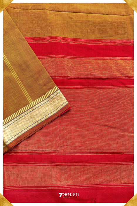 Bidiru Signature Seven Handloom Mustard Bangalore Cotton Saree - Seven Sarees - Saree - Seven Sarees