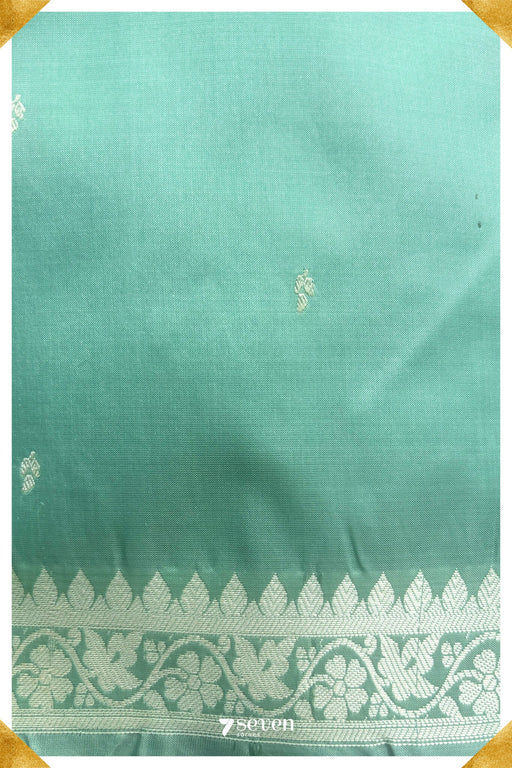 Bina Benares Green Handloom Pure Silk Saree | Silk Mark Certified - Seven Sarees - Saree - Seven Sarees