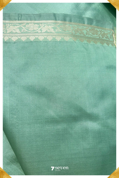 Bina Benares Green Handloom Pure Silk Saree | Silk Mark Certified - Seven Sarees - Saree - Seven Sarees