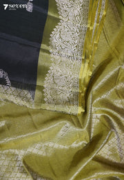 Bloom In Shadow Signature Seven Handloom Green Bangalore Pure Silk Cotton Saree - Seven Sarees - Saree - Seven Sarees