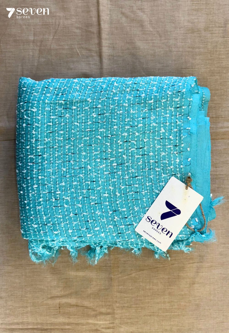 Blossom Chattisgarh Blue Pure Tussar Silk Saree | Silk Mark Certified - Seven Sarees - Saree - Seven Sarees