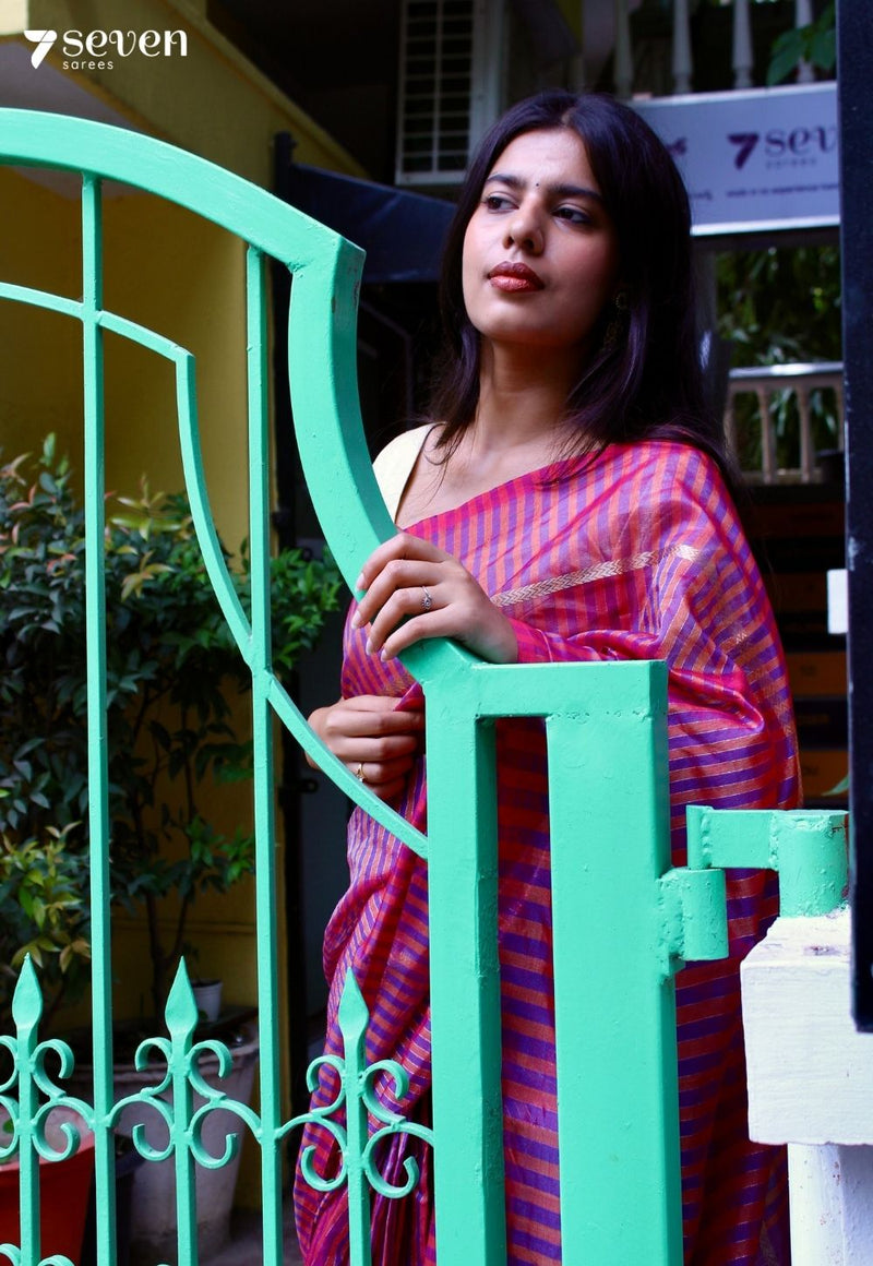 Blush Clementine Signature Seven Handloom Pink Bangalore Vegan Silk Saree - Seven Sarees - Saree - Seven Sarees