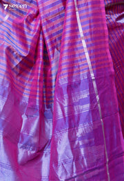 Blush Clementine Signature Seven Handloom Pink Bangalore Vegan Silk Saree - Seven Sarees - Saree - Seven Sarees