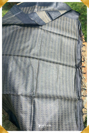 Bouganvilla Black Pure Kosa Silk Saree|Silk Mark Certified - Seven Sarees - Saree - Seven Sarees