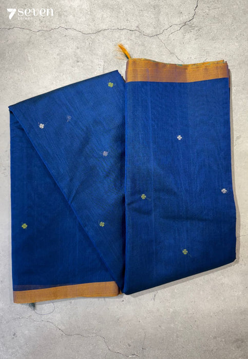 Bringa Signature Seven Handloom Blue Bangalore Pure Silk Cotton Saree - Seven Sarees - Saree - Seven Sarees