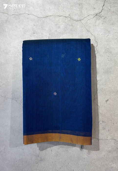 Bringa Signature Seven Handloom Blue Bangalore Pure Silk Cotton Saree - Seven Sarees - Saree - Seven Sarees