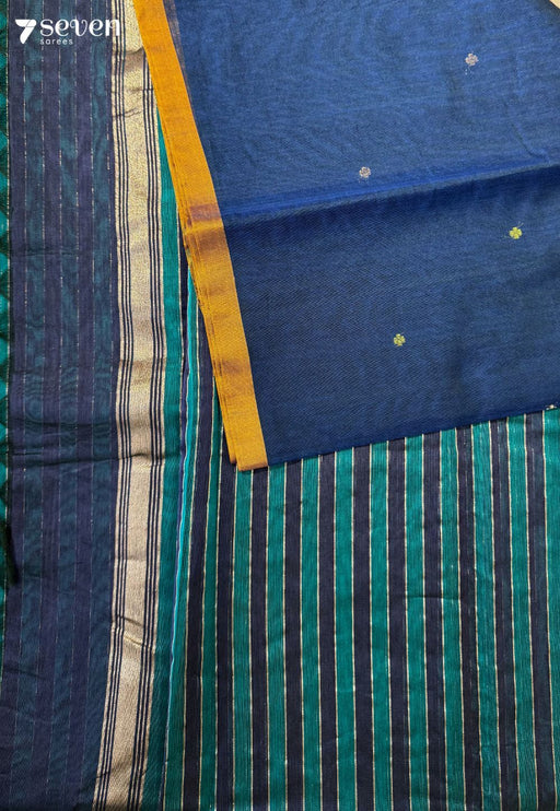 Bringa Signature Seven Handloom Blue Bangalore Pure Silk Cotton Saree - Seven Sarees - Saree - Seven Sarees