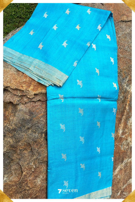 Bryony Chattisgarh Blue Pure Kosa Silk Saree|Silk Mark Certified - Seven Sarees - Saree - Seven Sarees