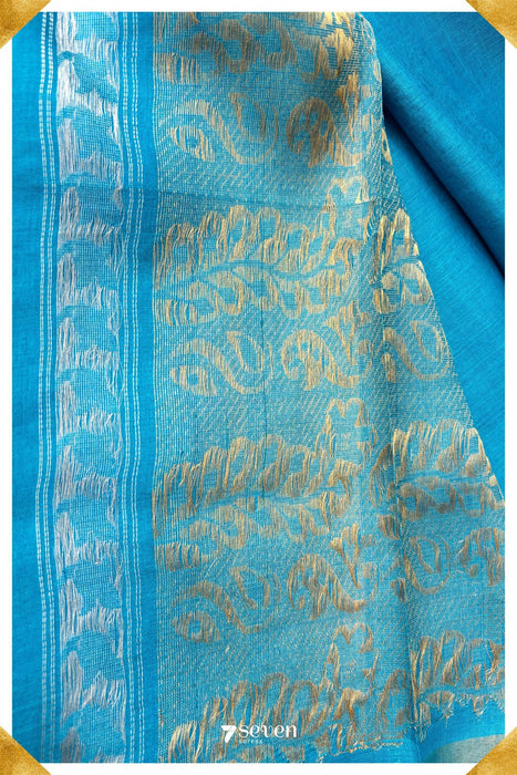 Bryony Chattisgarh Blue Pure Kosa Silk Saree|Silk Mark Certified - Seven Sarees - Saree - Seven Sarees