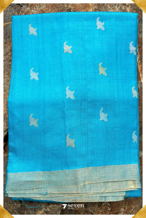 Bryony Chattisgarh Blue Pure Kosa Silk Saree|Silk Mark Certified - Seven Sarees - Saree - Seven Sarees